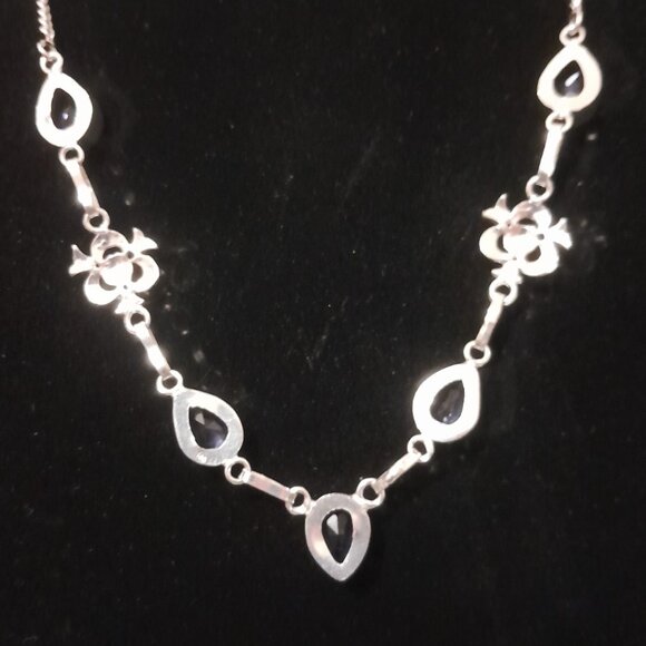 Amethyst 5 Stone Necklace - .925 Sterling Silver - Picture 2 of 2